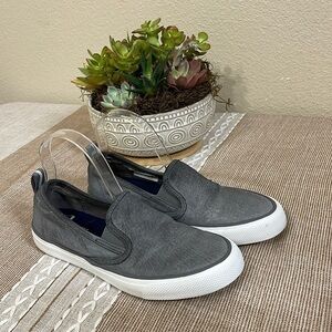 Sperry Seaside Quilted Suede Slip-On Sneaker Gray Size 7.5